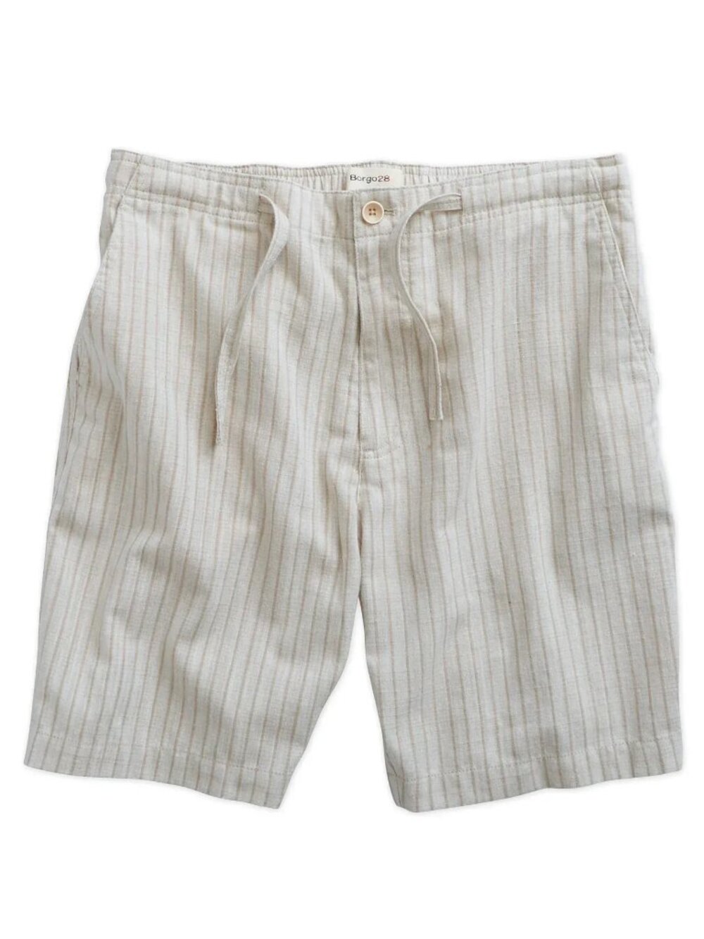 Borgo 28 Sand Striped Linen Blend Drawstring Shorts